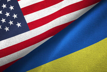 America and Ukraine Flags